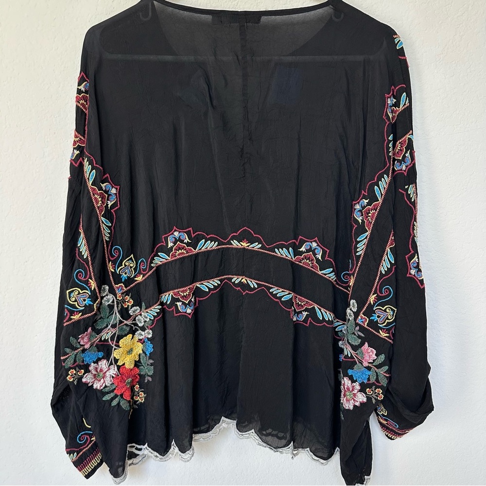 Johnny Was Oversized Multicolor Floral Embroidered Blouse S - Picture 2 of 11